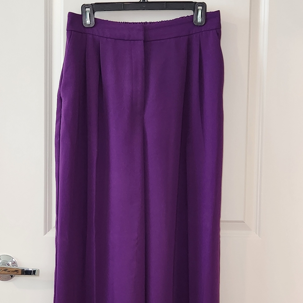 Petite - Express High Waist Purple Relaxed Wide Leg Pant